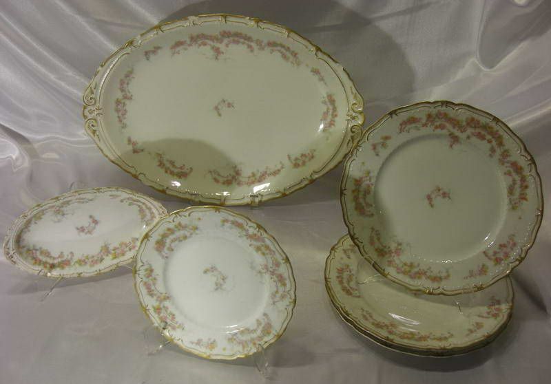 Antique Haviland Co Limoges China Pieces J M w Westwater Rose 6 PC 