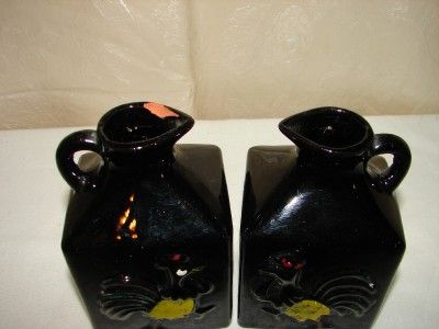 vintage black rooster oil vinegar cruet set