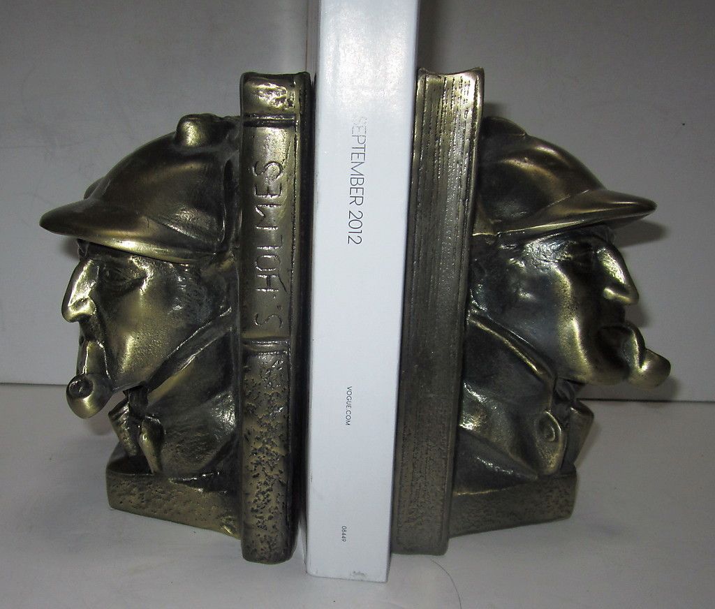 SHERLOCK HOLMES Bookends, a pair, Antique Brass finish, ARTHUR CONAN 