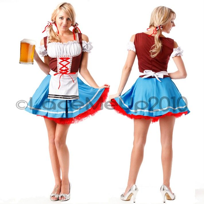   Bar Maid Fancy Costume Garden Girl Dress & Apron size S 6 8