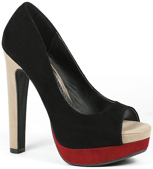 Black Beige Red Open Toe Platform Pump 7 5 US Anne Michelle