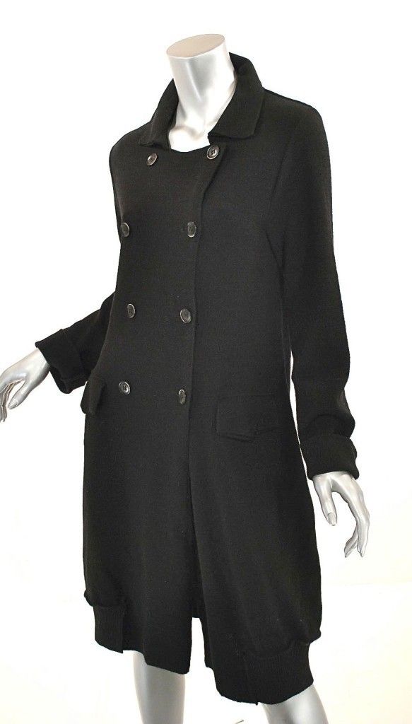 Annette Gortz Germany Black Wool Knit Dress Coat Duster Versatile s M 