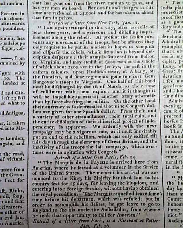 ARCHIBALD CAMPBELL Battle of Savannah GEORGIA Captured 1779 Rev. War 