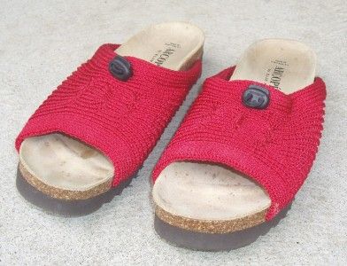 Womens Arcopedico Elio Parodi Cheri Red Hand Knit Sandals Slides Size 