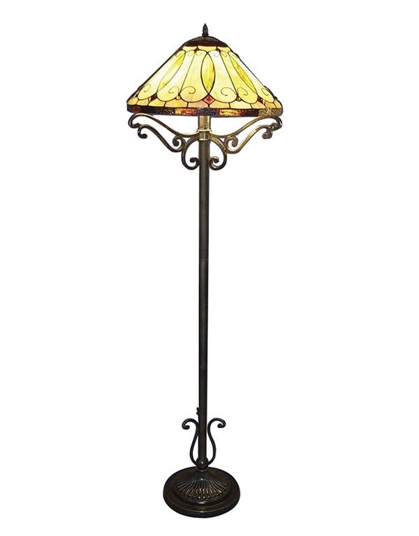 Handcrafted Arroyo Styled Tiffany Style Stained Glass Floor Lamp 