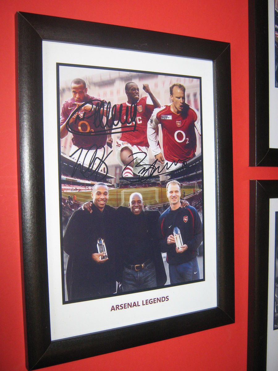 ARSENAL DENNIS BERGKAMP THIERRY HENRY IAN WRIGHT SIGNED PRINT 