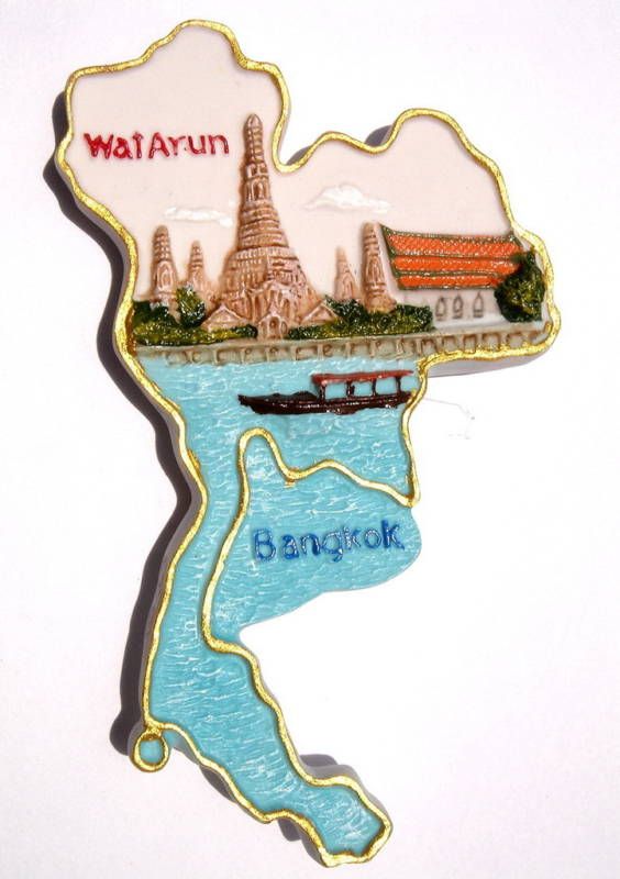 Temple of The Dawn Thailand Souvenir Map Fridge Magnet