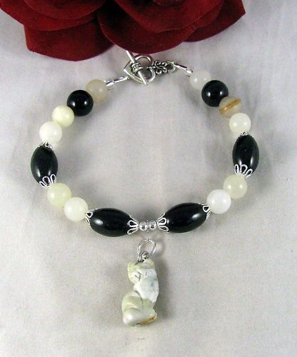 Artisan Onyx Jasper Cat Charm Bracelet Cat Rescue