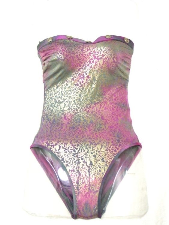 Vtg Rose Marie Reid Strapless One Piece Designer Swimsuit Sz 10