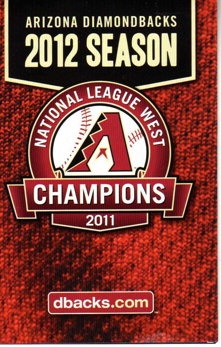 2012 Arizona Diamondbacks DBacks Pocket Schedule   NEW & MINT