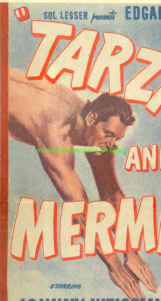 Tarzan and The Mermaids Movie Poster Window Card 1948