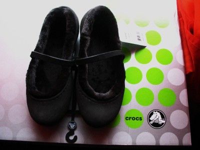 Crocs Nanook Girls Shoes w Faux Fur Black Mary Jane J