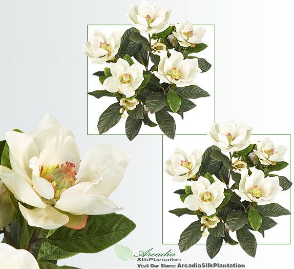 Two 2 Magnolia Silk Flowers Artificial Plants 305CW
