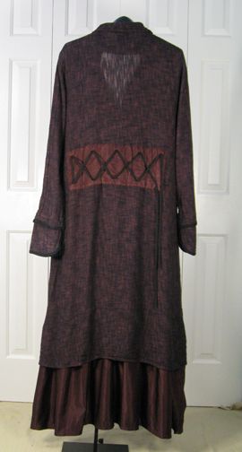 Cynthia Ashby Linen with Silk Duster / Coat   Blacked Burgandy