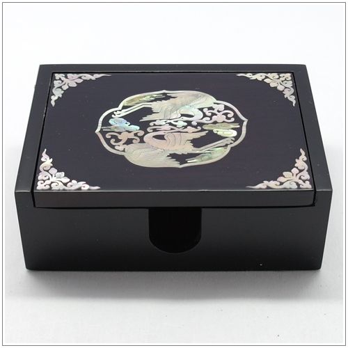 Elegant Figure Mother of Pearl Inlay Jewelry Box Wooden Trinket 