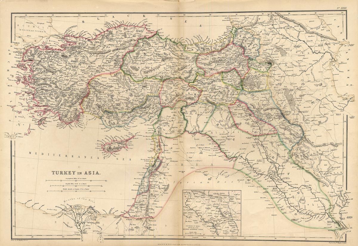 1860 Blackie Imperial Map of Turkey in Asia by Hughes