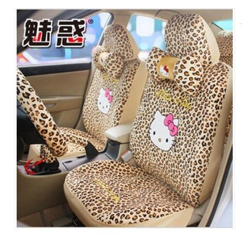 New Leopard HelloKitty Auto Car Rearview Mirror Rear Seat Cover kit 