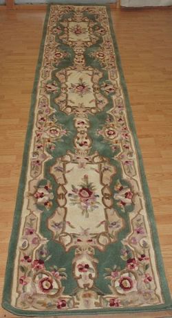 New 2x12 Rug Hall Runner Wool $450 Savonnerie Sage