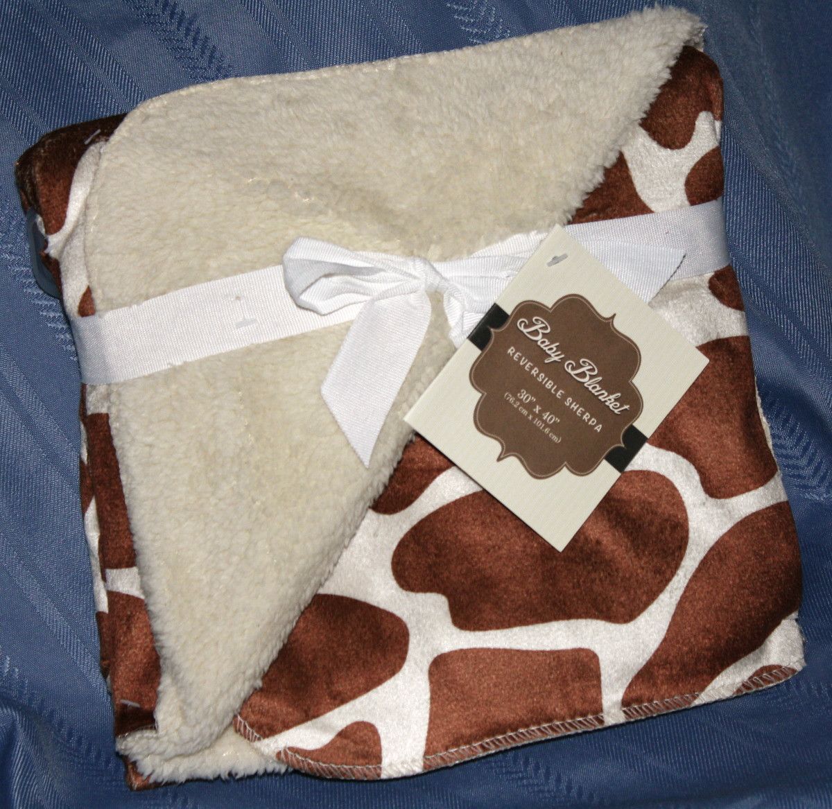 BABY BOYS GIRLS CREAM BROWN GIRAFFE PRINT MINKY PLUSH VELOUR SHERPA 