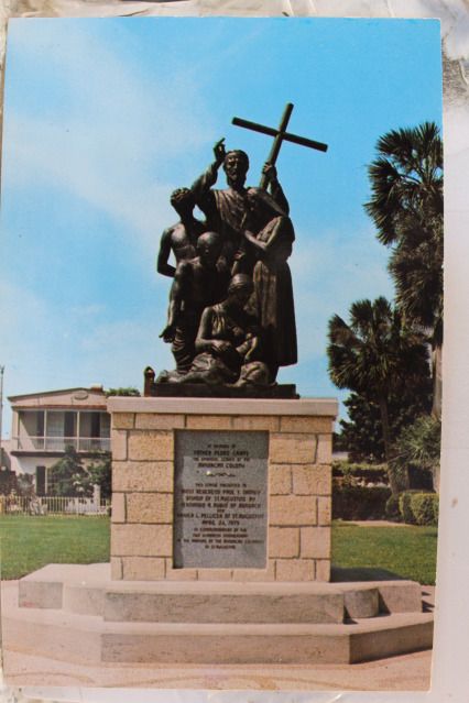 Florida FL St Augustine Father Pedro Camp Memorial Statue Postcard Old 