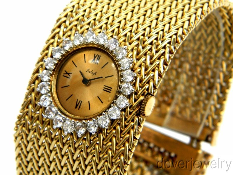 Balogh Diamond 14k Gold Wide Ladies Mesh Bracelet Watch 72 1 Grams 