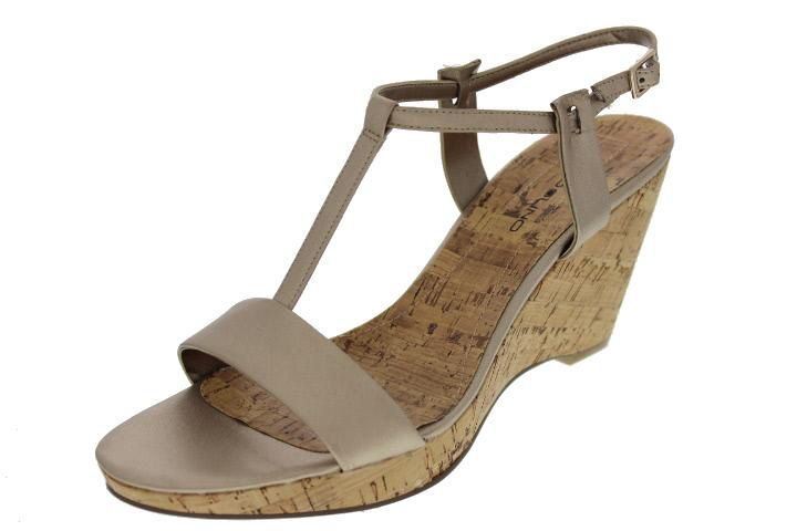 Bandolino New Nezra Gold Cork Wedge T Strap Sandals Shoes 8 5 BHFO 