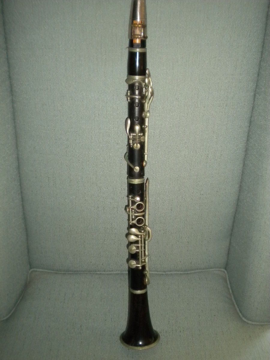 Vintage F. Barbier Wood with Silver Keys Clarinet Musical Instrument 