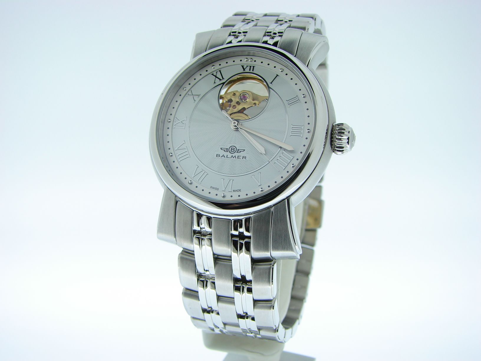 Brand New Mens Balmer Mercury Automatic Visible Balance Watch Silver 