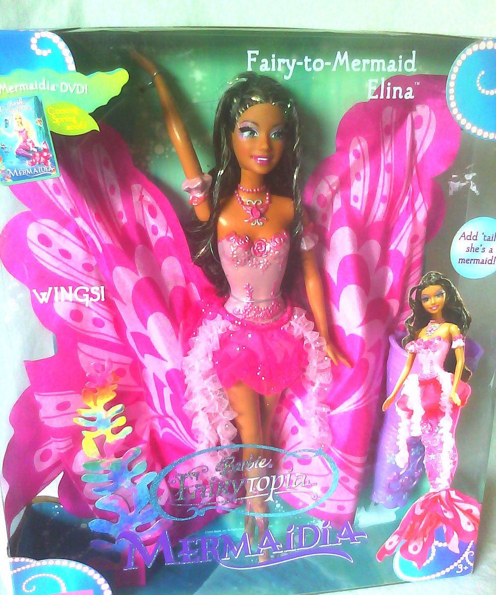 2005 AA FAIRYTOPIA MERMAIDIA ELINA BARBIE DOLL FAIRY TO MERMAID NEW 