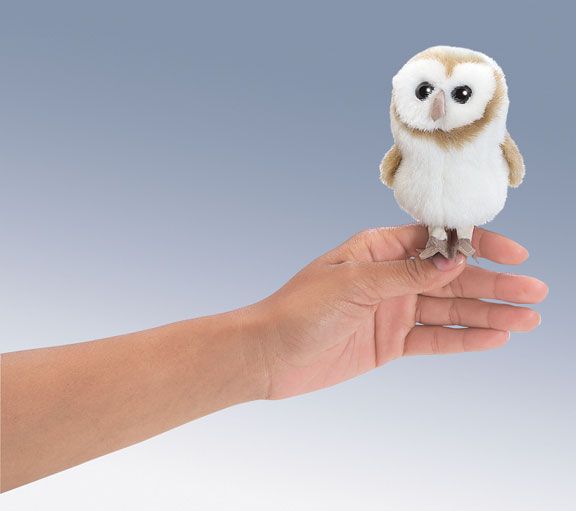 Folkmanis Puppets Plush MINI BARN OWL Plush Finger Puppet NEW