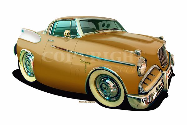 Barrett 1957 Studebaker Golden Hawk Cartoon Car Wall Graphic Decal 