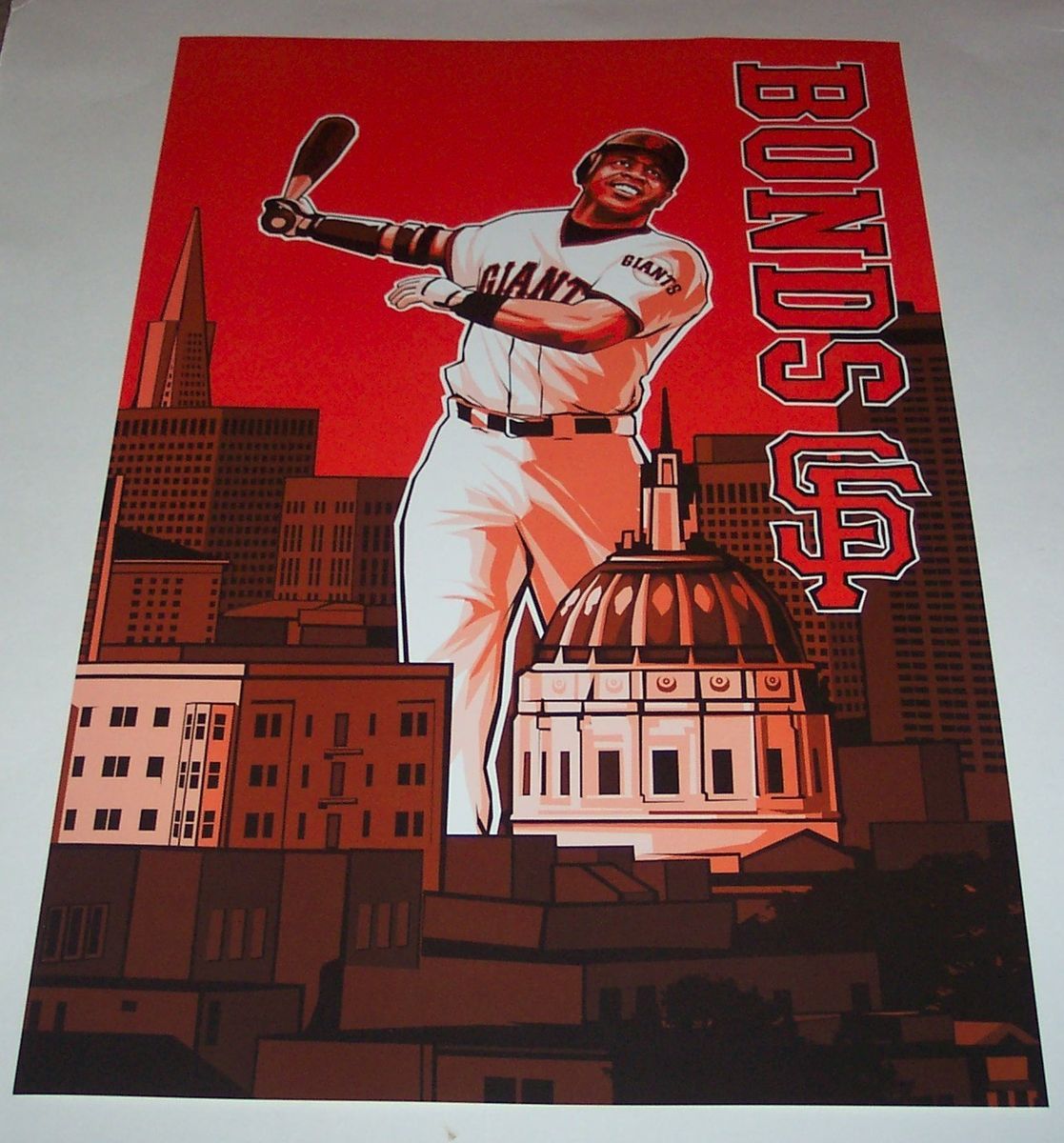 Barry Bonds SF Giants Orange Downtown Poster Print SGA San Francisco 