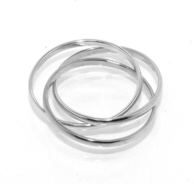 Interlocking Three 3 Rolling Band Ring Silver 925