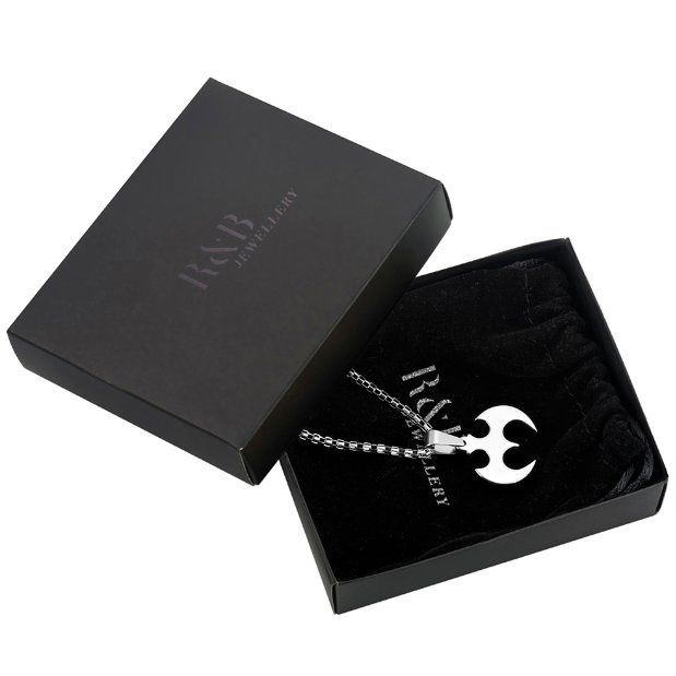 X1012 7_BOX Powerful Mens Bat Style Tungsten Pendant Necklace Steel 