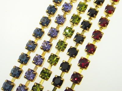 Austrian Crystal Rhinestone Chain 4mm (32pp) Classic Colors 3 Feet