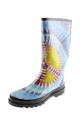 143 Girl NEW Raisin Multi Color Tie Dye Pull On Mid Calf Rain Boots 