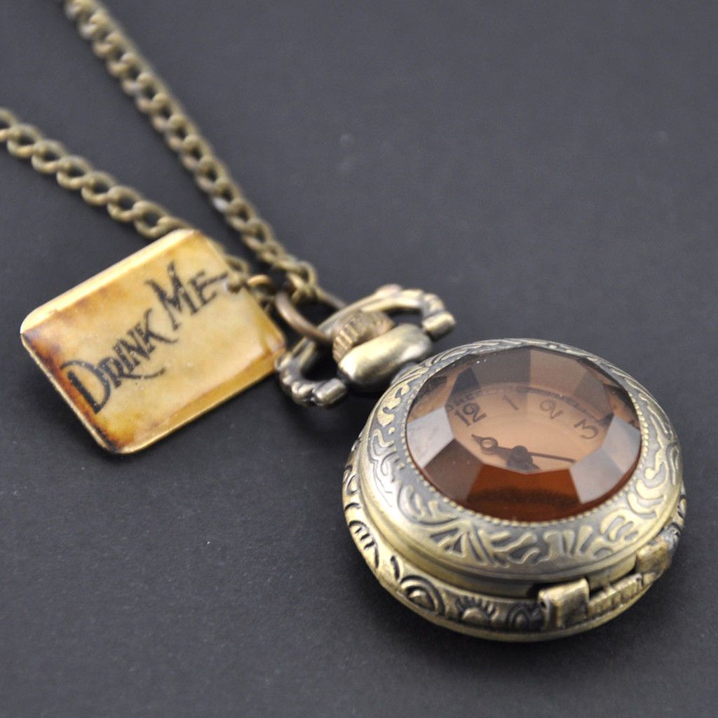 Newly listed HOT NEW DRINK ME Alice In Wonderland Pocket WATCH LONG 