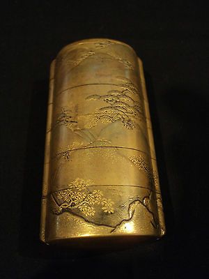 beautiful 19th c japanese 5 case gilt lacquer inro time