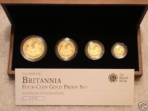2009 ROYAL MINT BRITANNIA CHARIOT GOLD PROOF 4 COIN SET BOX COA