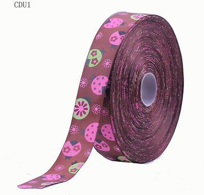 Hot 10yard 25mm Ladybug Grosgrain Ribbon Riband Hairbow Bow Wedding 