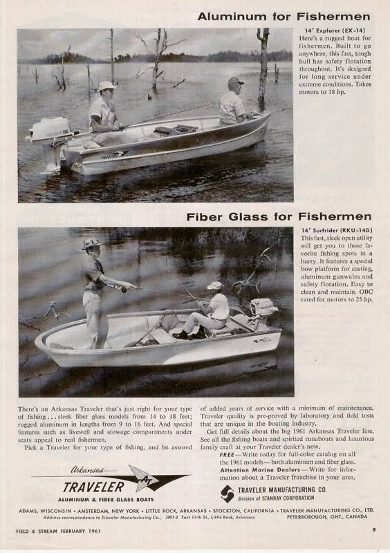 1961 arkansas traveler aluminum fiber glass boat ad time left