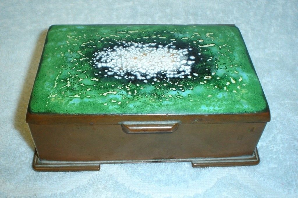 Antique Russian Enamel & Copper Box By Nekrassoff