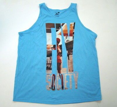 FLY SOCIETY BLUE MENS TANK TOP STEWARDESS LOGO TEE SKATEBOARD SIZE 