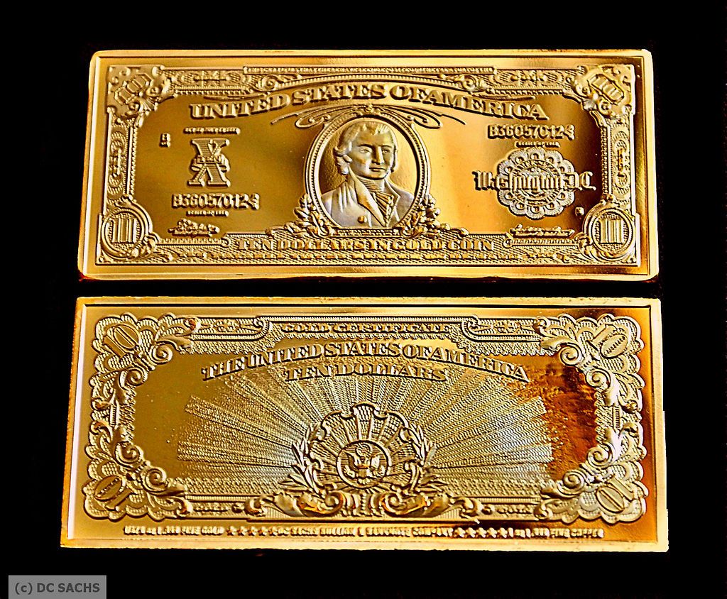 TROY OZ $10 HILLEGAS .999 PURE 24K GOLD LAYERED BULLION BAR NR 