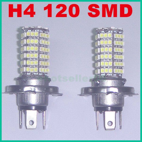 2X Car 120 LED 3528 SMD H4 White Fog Driving Parking Light Headlight 