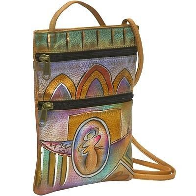 Anuschka Leather Small Travel Companion Bag Handpaint Abstruct 