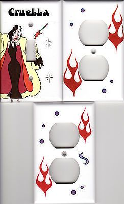   Switch Plate Cover 2 Outlet Set DIY 101 Dalmations Disney Villains