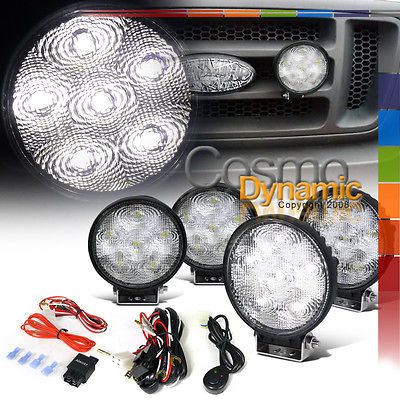 4X FLOOD BEAM 4.5 ROUND 6PC BRIGHT WHITE LED SUV WORK LIGHTS FOG 