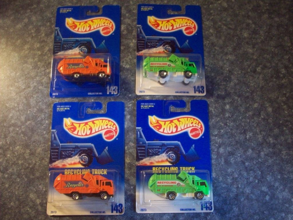 Hot Wheels 1991 number 143 4 different variations variants Recycling 
