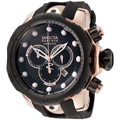 New Big Mens Invicta 0361 Reserve Venom Swiss Chronograph Black Diver 